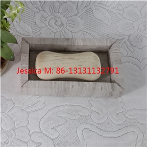 Rectangular Wood Effect Dipped Stone Soap Dish / Rectangular Wood Effect Dipped Soap Holder /Dipped Marble Stone Bar Soap Dish Holder