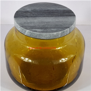 Round Grey Marble Lids for Glass Stoarge Jars