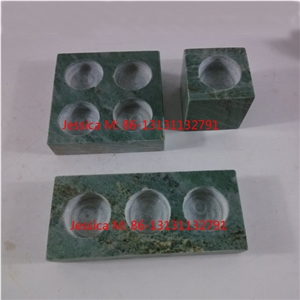 Square Green Marble Tealight Candle Holders
