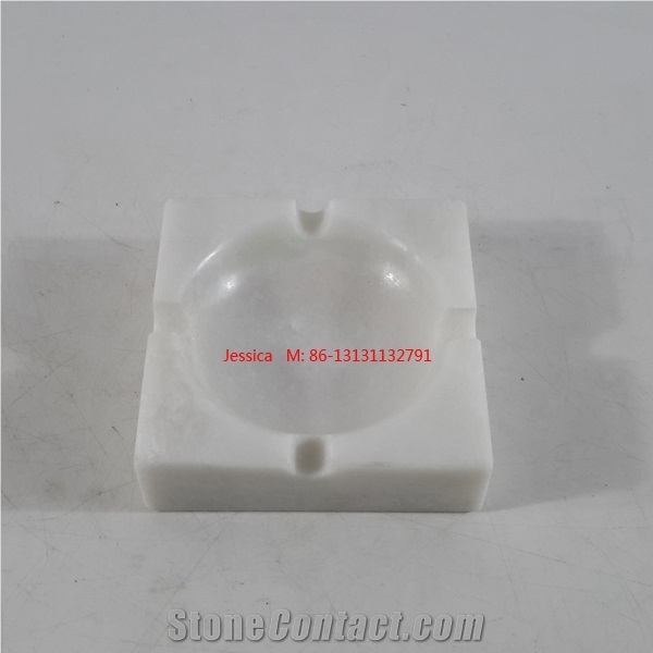 Square White Marble Ashtrays