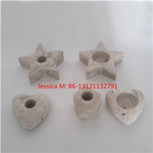 Star Shape Travertine Candle Holder / Heart Shape Travertine Candle Holder / Geometric Shape Travertine Candle Holders