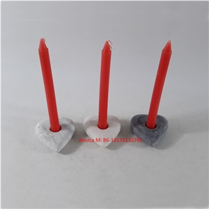 White Marble Stone Heart Candlestick Holder