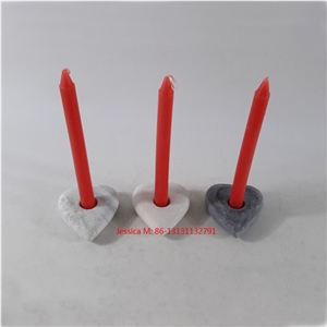 White Marble Stone Heart Candlestick Holder
