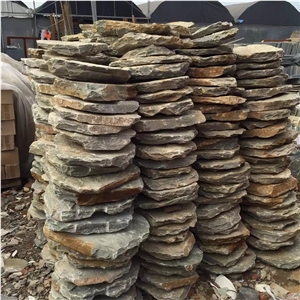 Black Slate Round Cleft Flagstone Pavers, Step Pavers, Picked Pavers