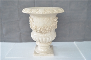 Planter Pots,Flower Pot,Marble Carved Flower Pot / Flower Stand / Exterior Flower Vase for Garden