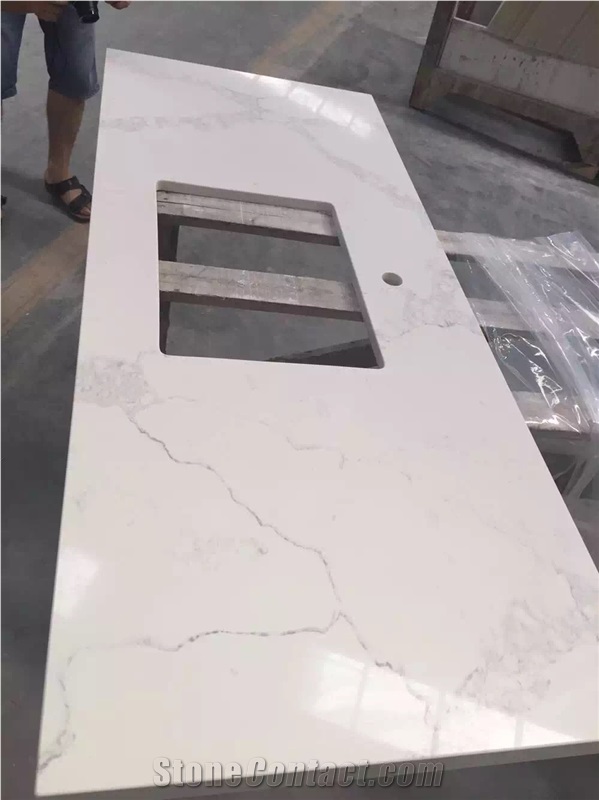 White Calacatta Quartz Solid Surface, Artificial Stone Slabs, Tiles