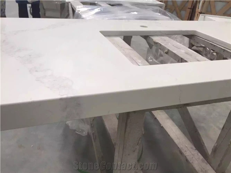 White Calacatta Quartz Solid Surface, Artificial Stone Slabs, Tiles
