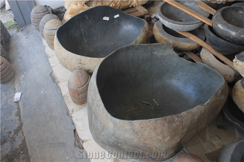 Basalt River Stone Carved Bath Tubs, Indonesia River Stone Carved Bathtubs, Grey River Stone Bathtubs
