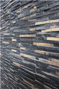Black Slate Cultured Stone,Ledge Stone, Indonesia Black Java Slate Wall Panels