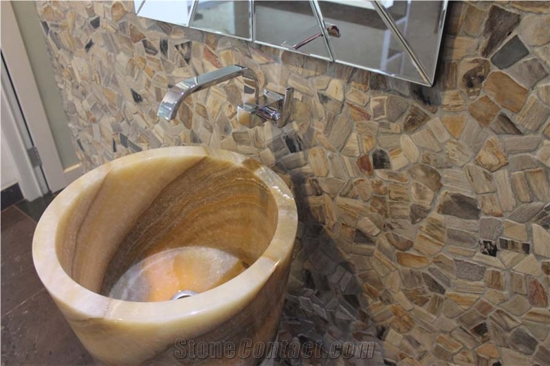 Indonesia Fossil Stone Mosaic Walling Tiles, Indonesia Fossil Brown Stones Chipped Mosaic, Indonesia Fossil Beige Chipped Mosaic Walling Tiles