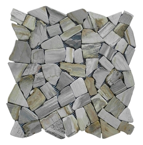 Indonesia Fossil Stone Mosaic Walling Tiles, Indonesia Fossil Brown Stones Chipped Mosaic, Indonesia Fossil Beige Chipped Mosaic Walling Tiles