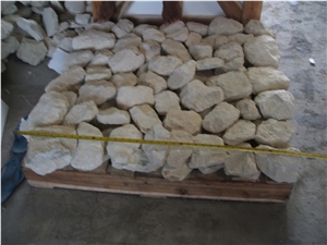 Indonesia Scaled White Limestone Wall Cladding Brick Stacked Stone, Stacked Stone Loose Wall Cladding Stone, White Loose Stacked Stone Veneer
