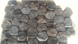 Scaled Black Lavastone Brick Staked Stone, Stacked Loose Stone Wall Cladding, Indonesia Black Loose Stone Scaled Black Lavastone