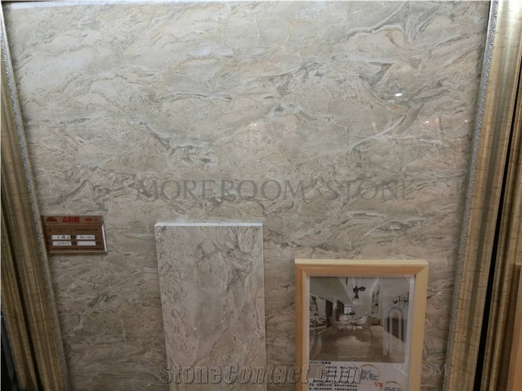 Spanish Gold Porcelain Tiles 800x800 Polished Marble Look Porcelain Tile for Sale