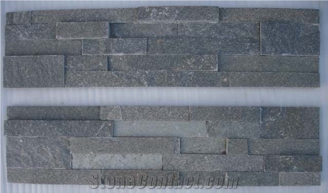 Cyan Wood-Grain Ledges Stone, Green Quartzite Cultured Stone