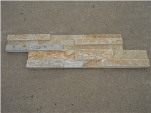 Gold Wood-Grain Ledges Stone, Yellow Quartzite Cultured Stone