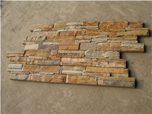 Gold Wood-Grain Ledges Stone, Yellow Quartzite Cultured Stone