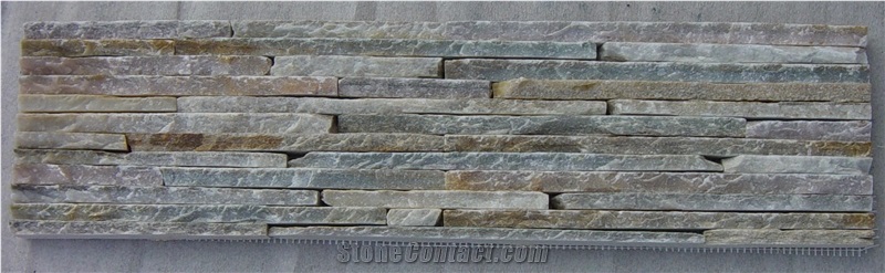 Gold Wood-Grain Ledges Stone, Yellow Quartzite Cultured Stone