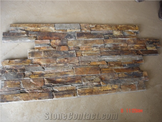 Rusty Slate Ledges Stone, Brown Slate Cultured Stone, Stacked Stone Veneer