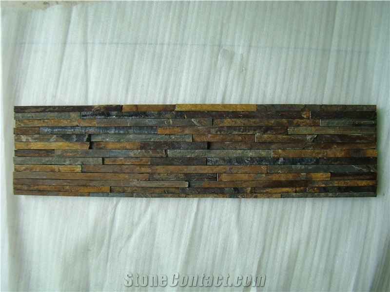 Rusty Slate Ledges Stone, Brown Slate Cultured Stone, Stacked Stone Veneer