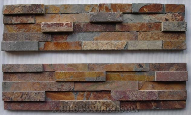 Rusty Slate Ledges Stone, Brown Slate Cultured Stone, Stacked Stone Veneer