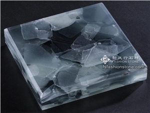 Techno Jade Translucent Glass/Black&White Light Transmitted Jade Glass Artificial Stone Slab