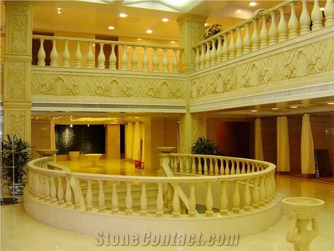 Beige Sandstone Balusters, Sandstone Balustrades and Handrails