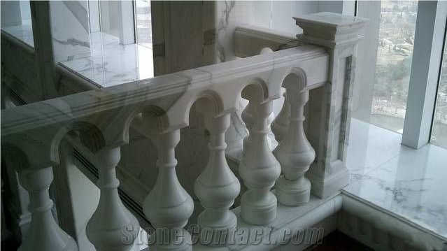 Calacatta Cararra Baluster,White Marble Balustrades, White Marble Baluster and Handrails