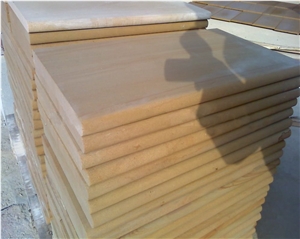China Beige/Yellow Sandstone Pool Coping Deck Pavers, Wood Vein Sandstone Pool Coping Deck Pavers, Swimming Pool Decks, Bullnose Pool Coping