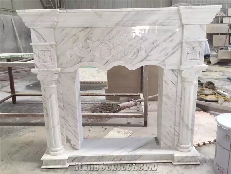 Polished White Marble Fireplace Mantel/Hearth/Design/Surround, Volakas Fireplace, British Style Fireplace.