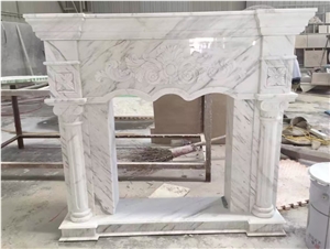 Polished White Marble Fireplace Mantel/Hearth/Design/Surround, Volakas Fireplace, British Style Fireplace.