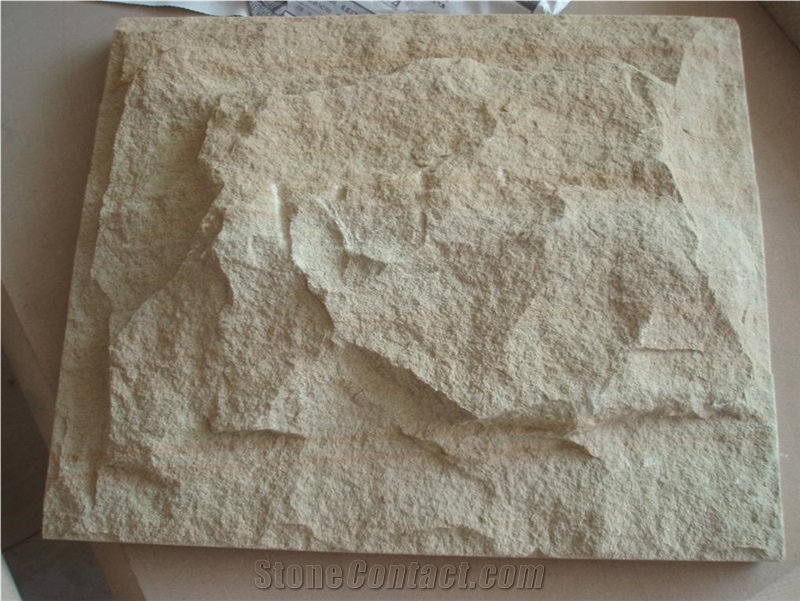 Yellow Sandstone Mushroom Stone, Split Face Wall Cladding, Decorative Wall Panel Stone,Beige Sandstone Tile, Yellow Marble Mushroom Stone