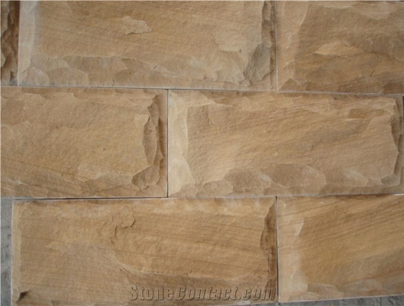 Yellow Sandstone Mushroom Stone, Split Face Wall Cladding, Decorative Wall Panel Stone,Beige Sandstone Tile, Yellow Marble Mushroom Stone