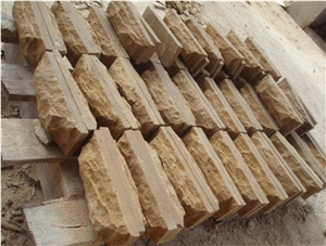 Yellow Sandstone Mushroom Stone, Split Face Wall Cladding, Decorative Wall Panel Stone,Beige Sandstone Tile, Yellow Marble Mushroom Stone