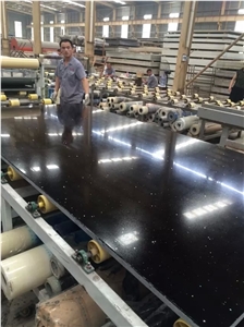 Black Galaxy Quartz Stone Slab/Quartz Stone Slab/Engineered Stone Slab/Artificial Stone/Solid Surface Top/Silestone
