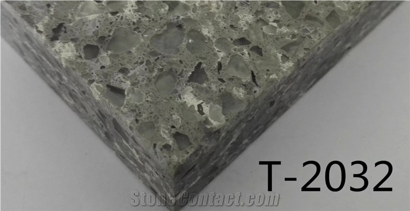 Green Artificial Quartz Stone, Quartz Slab, Engineered Stone, T-504