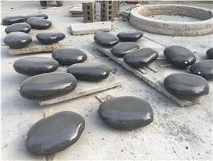 Black Polished Landscaping Pebble Stone in Garden Decoration ,Flat Polished Pebble Stone