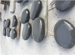 Black Polished Landscaping Pebble Stone in Garden Decoration ,Flat Polished Pebble Stone