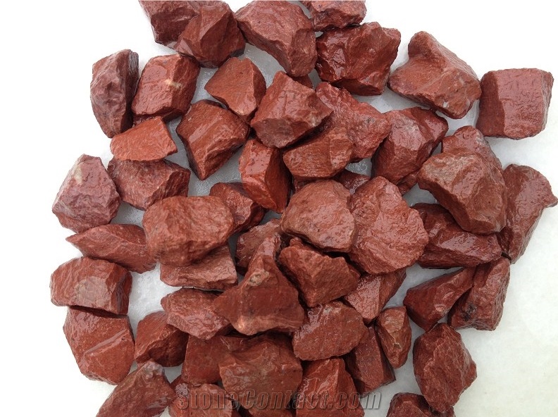 China Red Sandstone Crushed Gravel, Aggregate Stone, Tumbled Stone Pebble