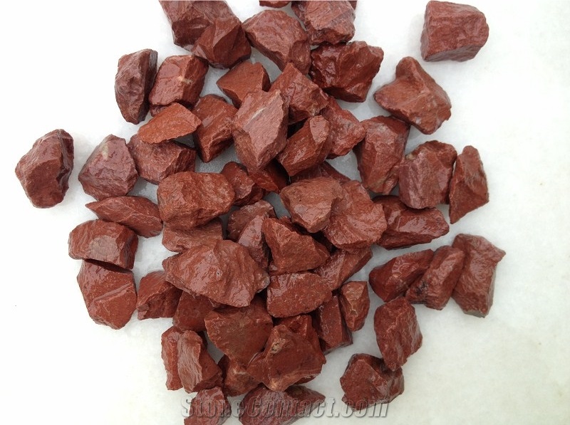 China Red Sandstone Crushed Gravel, Aggregate Stone, Tumbled Stone Pebble