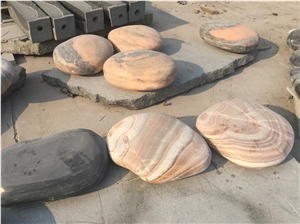 Large Polished Pebble Stone for Decoration in Garden , Striped Polished Pebble in Landscaping ,Sunset Marble Polished Pebble
