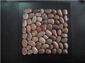 Red Pebble Polished Mosaic Tiles in Wall Stone , Paving in Kitchen , Bathroom ,Tumbled Mosaic