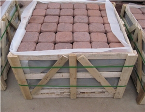Red Sandstone Cube Stone in Plaza, Paving Stone