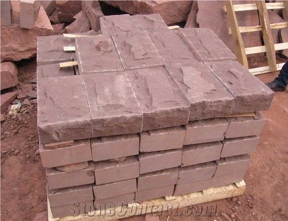 Red Sandstone Mushroom Cladding Stone , Sandstone Mushroom Wall Stone