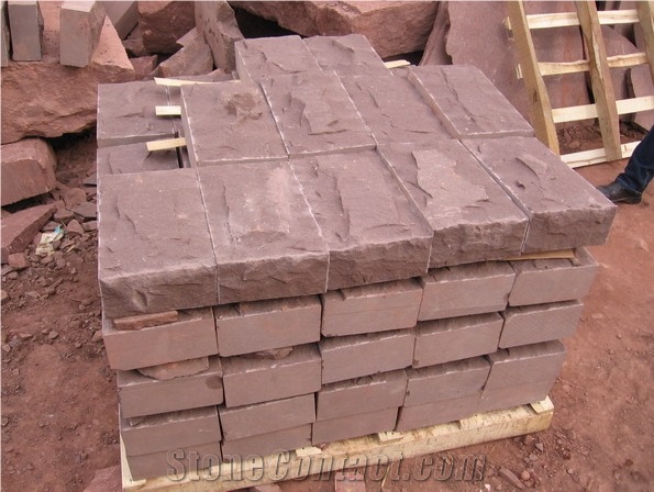 Red Sandstone Natural Split Wall Stone Tiles, Sandstone Border Stone