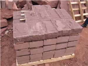 Red Sandstone Natural Split Wall Stone Tiles, Sandstone Border Stone