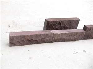 Shandong Red Sandstone Honed Mushroomed Cladding, Red Sandstone Wall Stone, Red Sandstone Mushroomed Stone