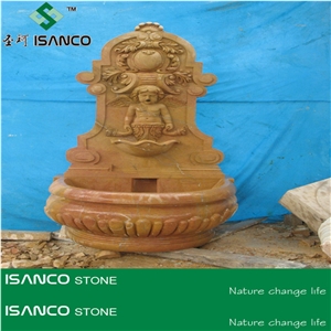 Beige Marble Outdoor Rolling Sphere Fountains, Exterior Landscaping Stone Water Fountain, Garden Water Features, Sculptured Fountains, Wall Mounted Fountains