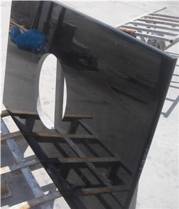 Black Absolute Granite Bathroom Countertops Vanity Tops Bathroom Solid Surface Polished Full Bullnose with Under Sink Bath Tops