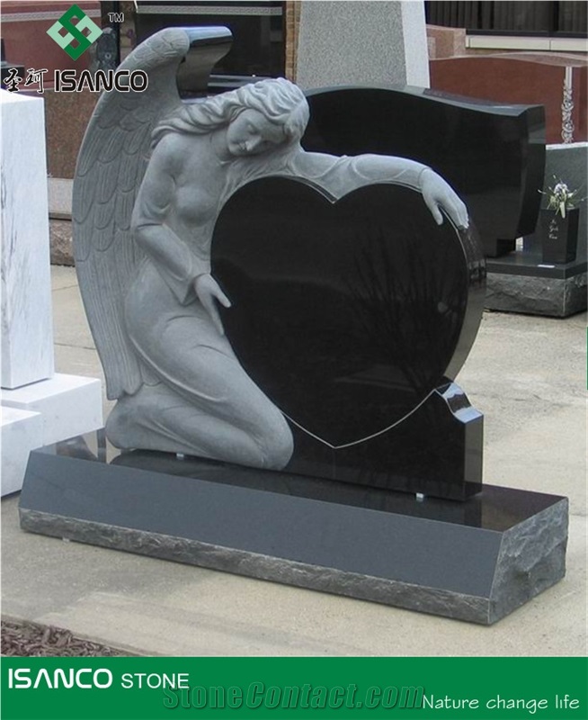 Black Granite Tombstone Pure Black Granite Angel Monuments Nero Black Granite Heart Tombstones Absolute Black Granite Gravestone Shanxi Black Granite Engraved Headstones